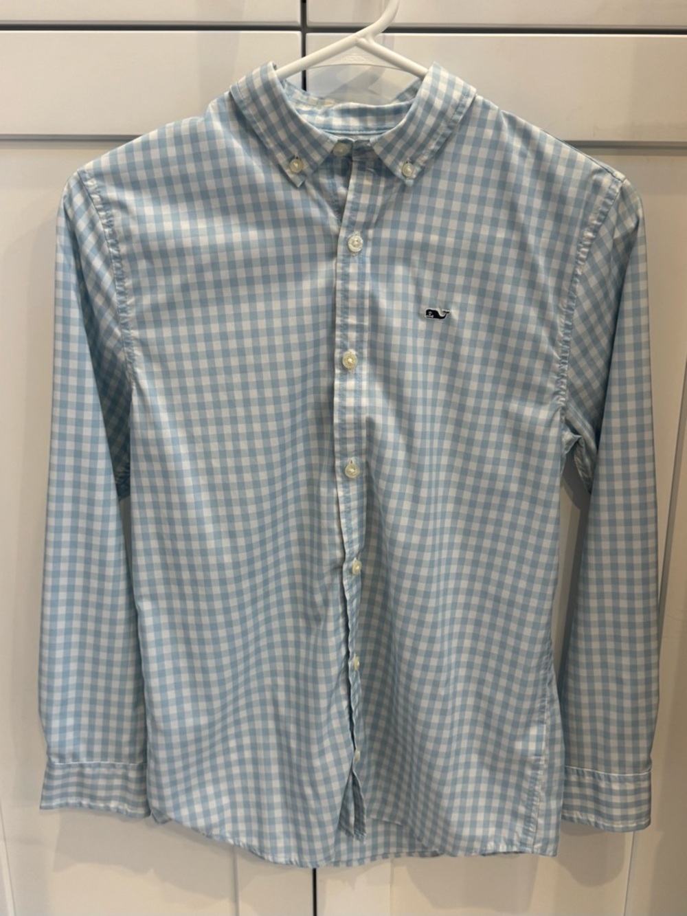 Vineyard Vines Boy’s Light Blue Gingham Button-Down Shirt